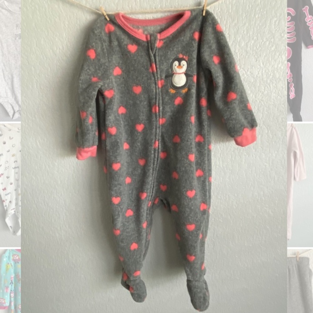 Gray fleece footed pajamas